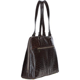 Women’s Large Croc Finish Leather Bag Brown/croc: 22-064/R