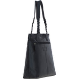 Black Leather Shoulder Bag with Leopard Print Pocket: ELA 1128