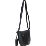 Leather Flap Shoulder Bag Black: Limerick