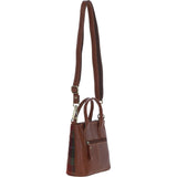 Ashwood Leather & Harris Tweed® Cloth Handbag with Removable Crossbody Strap Tan/Green/Red: TW-21-08-TR