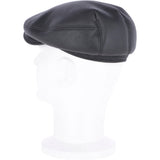 One Piece Sheepskin Leather Flat Cap Black: 04K
