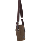 Fenland Canvas & Leather body Bag Brandy/Green: FEN-750
