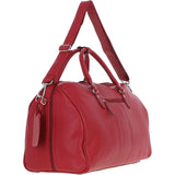 Real Leather Sports Holdall Bag with Shoulder Strap Red: PP-01-7