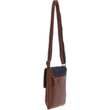 Ashwood Leather & Harris Tweed® Cloth Twist Lock Crossbody Bag Tan/Navy: TW-31-011-TN