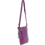 Ashwood Curve  Zip Top Leather Cross Body Bag Raspberry: 64640/curve