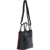 Versatile Ashwood Leather & Harris Tweed® Cloth Shoulder Bag Navy/Pink: TW-22-06-NP