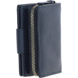 Ashwood Leather RFID Secure Wallet/Purse with Zip and Stud Closure Navy: X-30