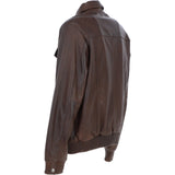Real Leather Bomber Jacket With Brando Collar Antique Brown: Prime Bomber