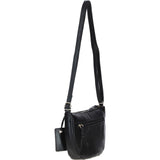 Leather Compact Crossbody Bag Black: Naomi