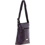 Ashwood Leather Croc-embossed Shoulder Bag for Woman Purple: 12088