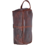 Vintage Leather Luxury Wash Bag With Tubular Mouth Opening Tan : Seb