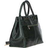 Three Sections Veggie Tanned Leather Bag Green/croc: DM3