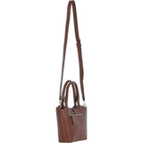 Leather Shoulder Bag with Detachable Crossbody Strap 2 Tone Tan: 64739