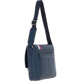 Gabicci Leather Messenger Bag with Striped Detail Navy: GB-64951