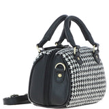 Ashwood Leather & Harris Tweed® Cloth Small Barrel Bag Black/White: TW-61-12-BW