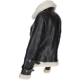 Ladies Sheepskin Aviator Jacket with Faux Fur Lining Brown: 2419