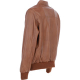 Men's Real Light Weight Leather Regular Fit Bomber Jacket Tan: G Bomber
