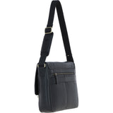 Gabicci Leather Messenger Bag with Crossbody Strap Black: GB-64957