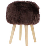 New Zealand Sheepskin Stool Chocolate: SHORT SHEEPSKIN STOOL