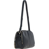Real Leather Stylish Crossbody Bag Black: 62340