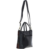 Versatile Ashwood Leather & Harris Tweed® Cloth Shoulder Bag Black/Green/Red: TW-22-07-BR