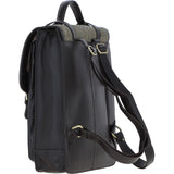 Ashwood Leather & Harris Tweed® Cloth Large Backpack with Twist Lock Brown/Green: TW-38-09-BG