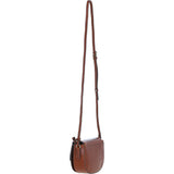 Real Leather Saddle Crossbody Bag Tan: 63753