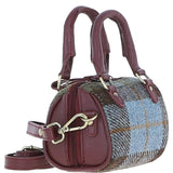 Ashwood Leather & Harris Tweed® Cloth X-Small Barrel Bag Wine/Mcload: TW-60-17-WM