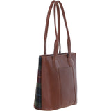 Ashwood Leather & Harris Tweed® Cloth Genuine Leather Shoulder Bag Tan/Green/Red: TW-23-08-TR