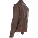 Ashwood Men's Leather Biker Jacket Aq Brown: 8055