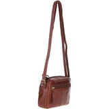 Leather Crossbody Bag with Adjustable Strap Cognac: Audrey