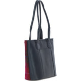 Ashwood Leather & Harris Tweed® Cloth Genuine Leather Shoulder Bag Navy/Pink: TW-23-06-NP