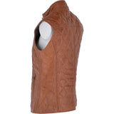 Diamond Quilted Leather Gilet Cognac: RIGDEN GILLET