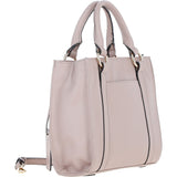 Real Leather Handbag with Adjustable Crossbody Strap Beige: 64867