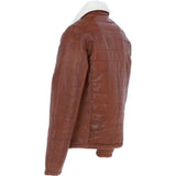 Ashwood Men’s Real Leather Puffer Jacket in Regular Fit with Faux Fur Collar Tan: AWM-Puffer