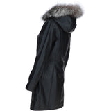 Stylish Ashwood Leather Ladies Three Quarter Jacket Black Fur: Emilia