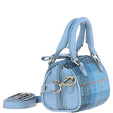 Ashwood Leather & Harris Tweed® Cloth X-Small Barrel Bag Blue/Lt-Blue: TW-60-19-BB