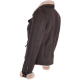 Womens Luxury Shearling Jacket Brown/Cream: P-47