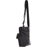 Leather Vintage Medium Flight Shoulder Bag Black : G-33
