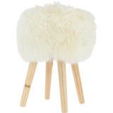 New Zealand Sheepskin Stool Natural: SHORT SHEEPSKIN STOOL