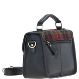 Ashwood Leather & Harris Tweed® Cloth Satchel Bag Black/Green/Red: TW-68-07-BR