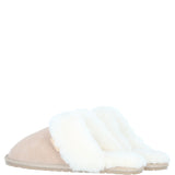 Classic Ladies Suede Sheepskin Slippers Beige