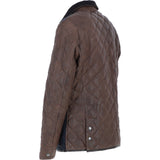 Ashwood Leather x Harris Tweed Men’s Diamond Quilted Stitch Details Casual Jacket Brown/Navy: TW-907-011-BN