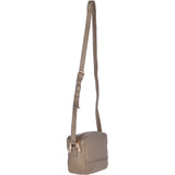 Zip Around 2 Section Small Leather Cross Body Bag Pewter: 62103