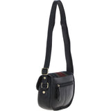 Ashwood Leather & Harris Tweed® Cloth Saddle Bag Black/Green/Red: TW-26-07-BR