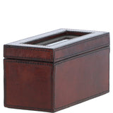 Ashwood Leather's Premium Double Watch Case with See-Through Lid Chestnut: LF-106