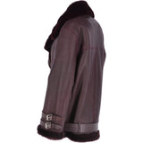 Womens Oversized Sheepskin Flying Biker Jacket Bordeaux: KB-20091