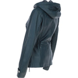 Luxurious Ashwood Leather Jacket with Hood Navy: Anne