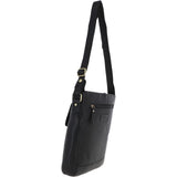 Unisex Michigan Leather Body Bag Black : M-69
