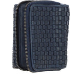 Vintage Woven Leather 7 Card Purse Navy:  D-82